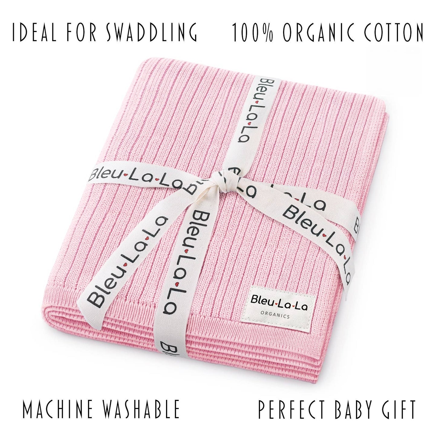 NEW! 100% Luxury Organic Cotton Ribbed Baby Swaddle Blanket