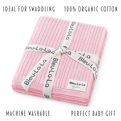 NEW! 100% Luxury Organic Cotton Ribbed Baby Swaddle Blanket