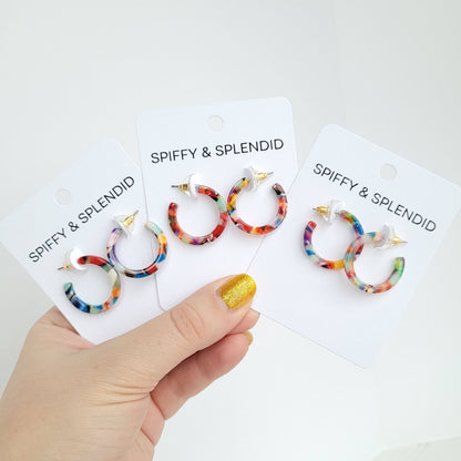 Cam Mini Hoops - Fiesta // Jewelry, Earrings, Best Seller, Gift