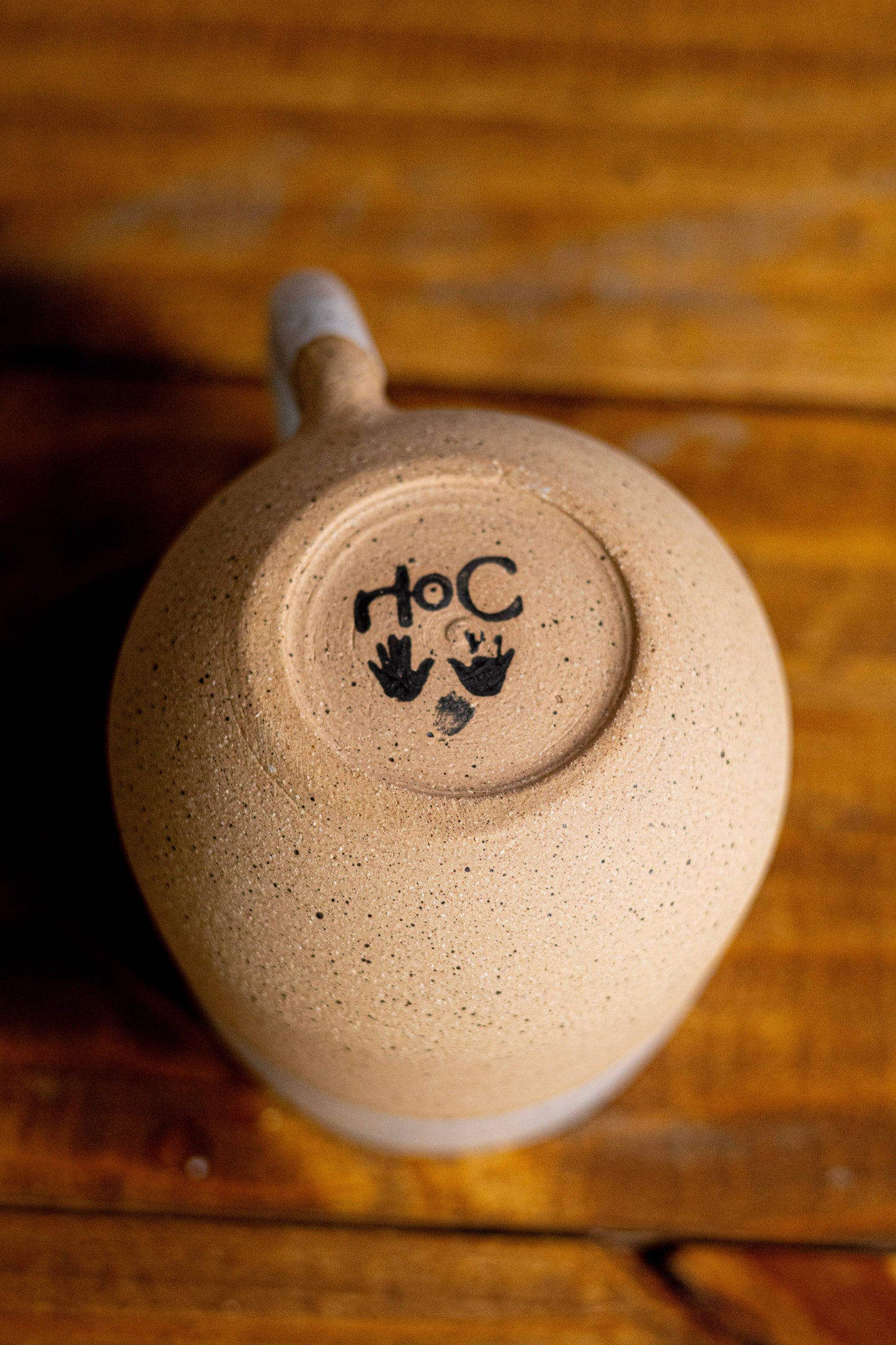 Handmade Ceramic Flower Mug - White and Beige Coffee Mug