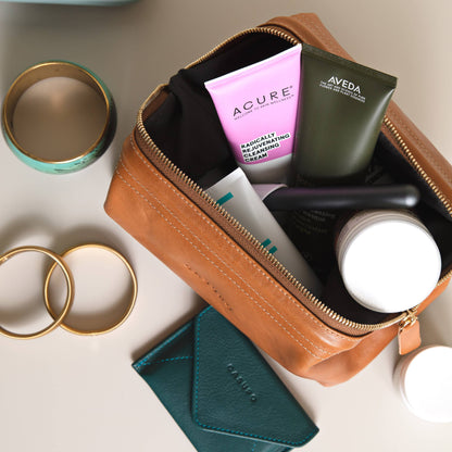 Leather Toiletry Bag -Natural