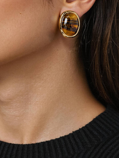 Dahlia 18K Gold Vintage Natural Stone Earring