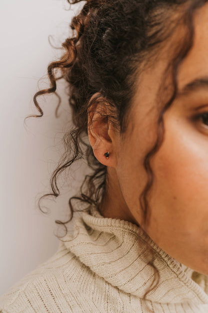 Mini Energy Gem - Black Tourmaline - Gold Earrings