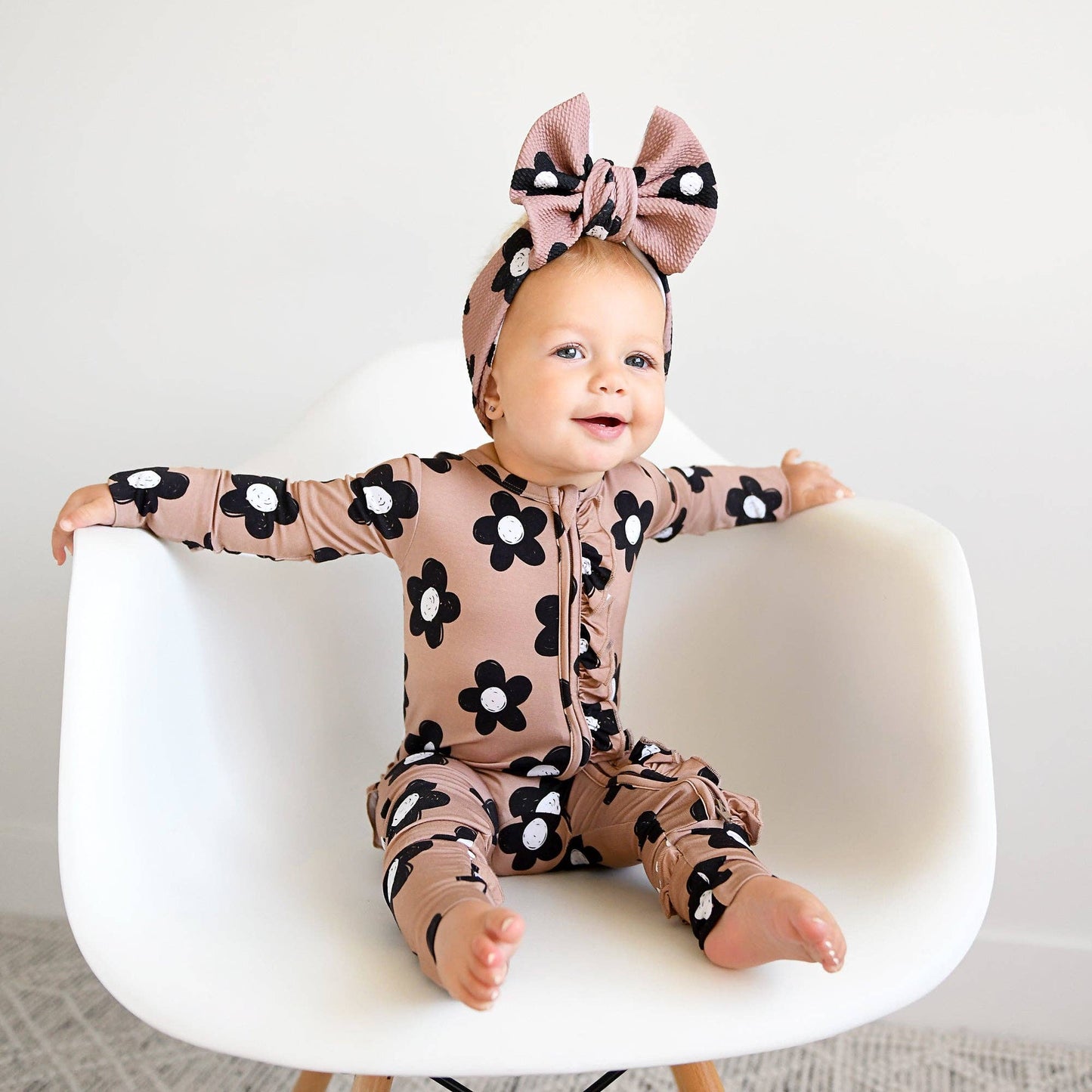 Coco RUFFLE ZIP Bamboo One Piece Flowers Baby Clothing