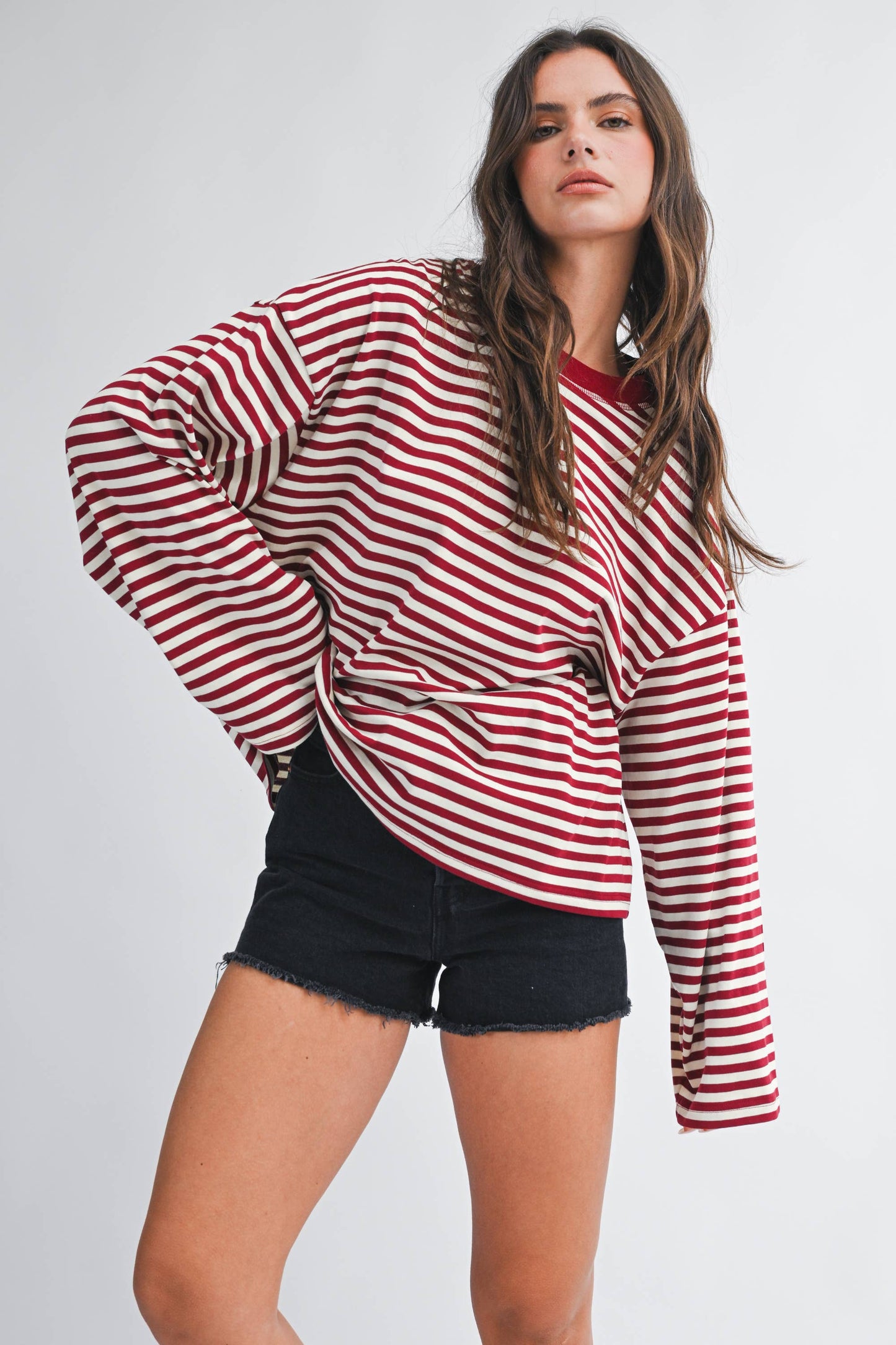 Oversized Stripe Long Sleeve Top