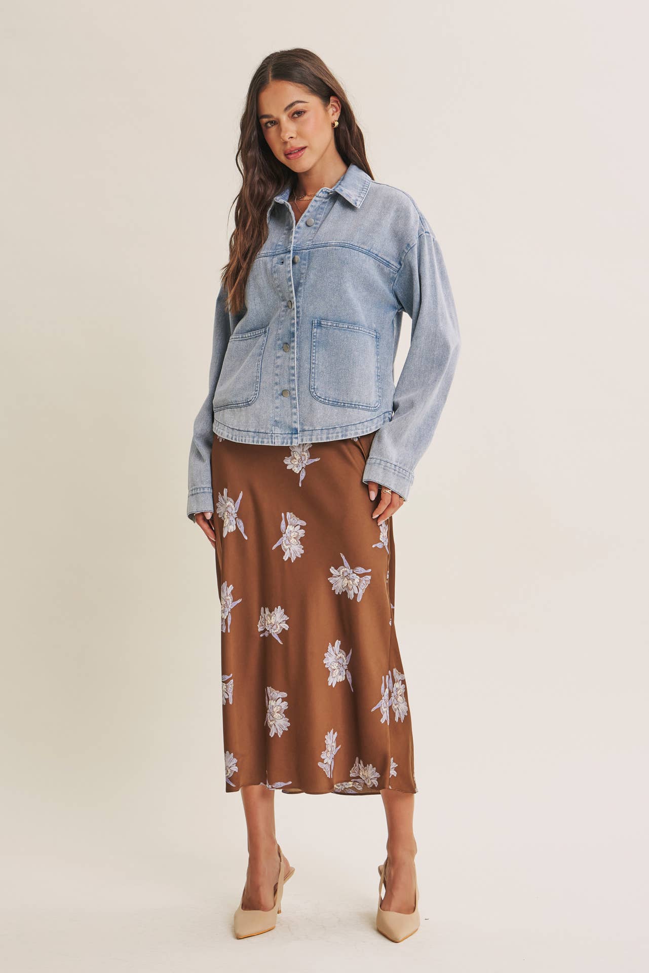 WASHED COTTON TWILL UTILITY OVERSIZED JACKET