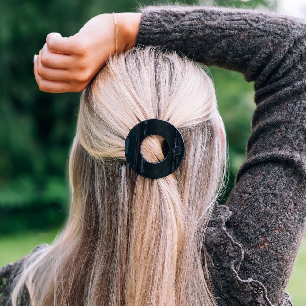 Jet Black | Small | Flat Circle Hair Clip