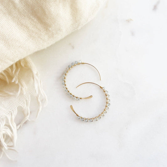 Petite Sea Hoop Earrings - Aquamarine