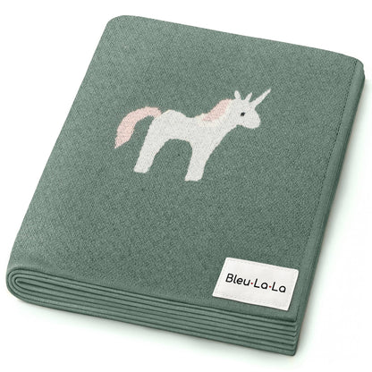 100% Luxury Cotton Swaddle Receiving Baby Blanket - Unicorn