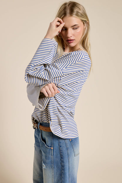 Striped Oversized Long Sleeve Top
