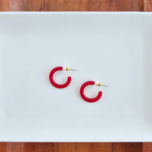 Micro Cam Mini Hoops - Scarlet // Jewelry, Earrings, Fall