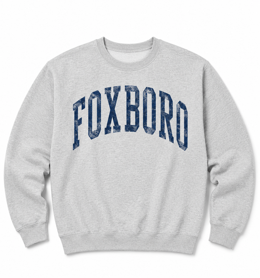 Foxboro Collegiate Distressed Grey Crewneck