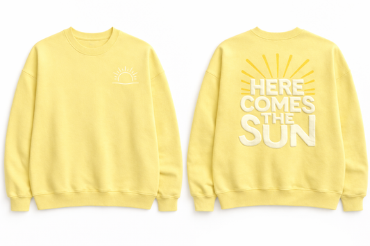 Here Comes the Sun Puff Print- Sun Yellow Crew