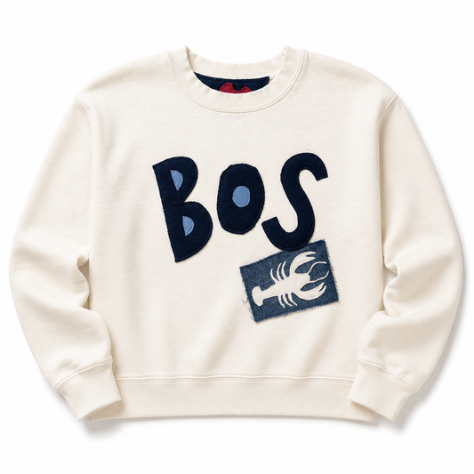 Hand Cut Boston Lobster Applique - Crew Cream with Navy Lobster