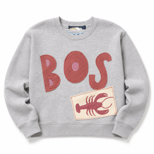 Hand Cut Boston Lobster Applique - Crew Grey with Red Lobster