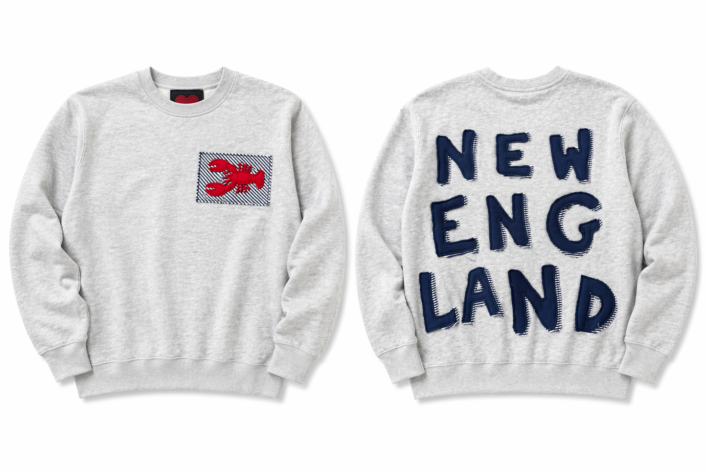 Hand Cut New England Applique - Crew Grey