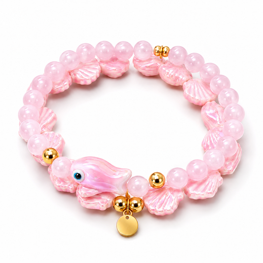 Light Pink Fish and Shell Bracelet Set