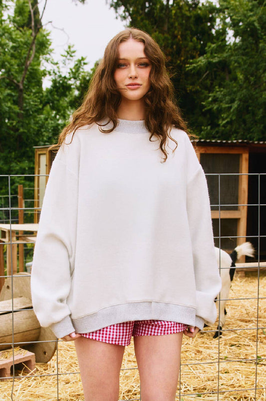 Solid Reversible Mock Neck Sweatshirt Top