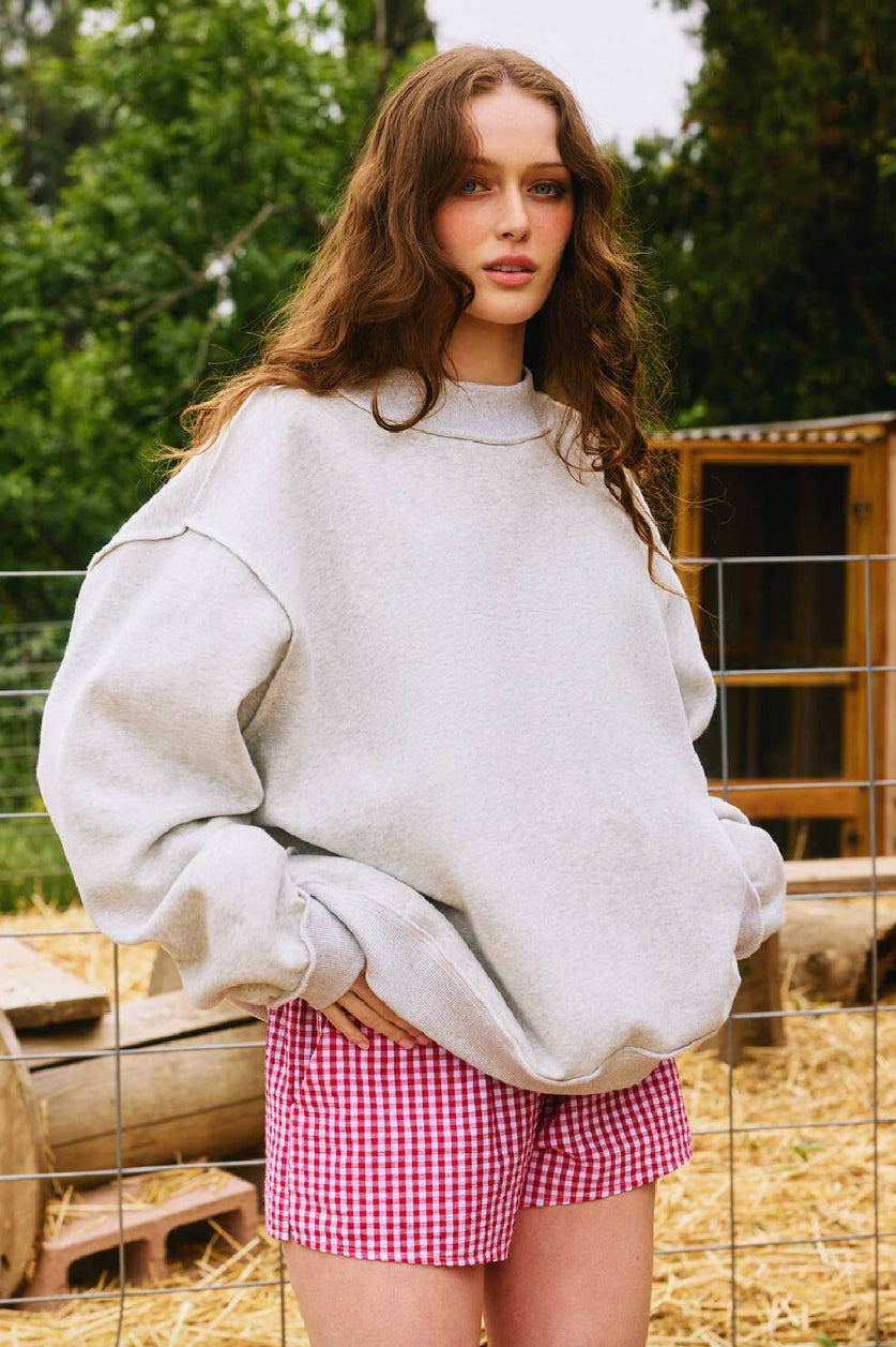 Solid Reversible Mock Neck Sweatshirt Top