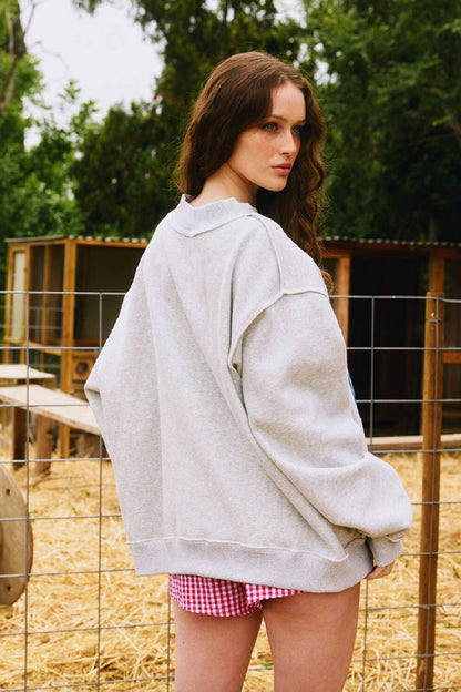 Solid Reversible Mock Neck Sweatshirt Top