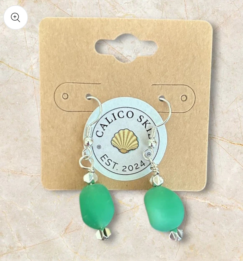 Calico Skies Sea Glass Earrings