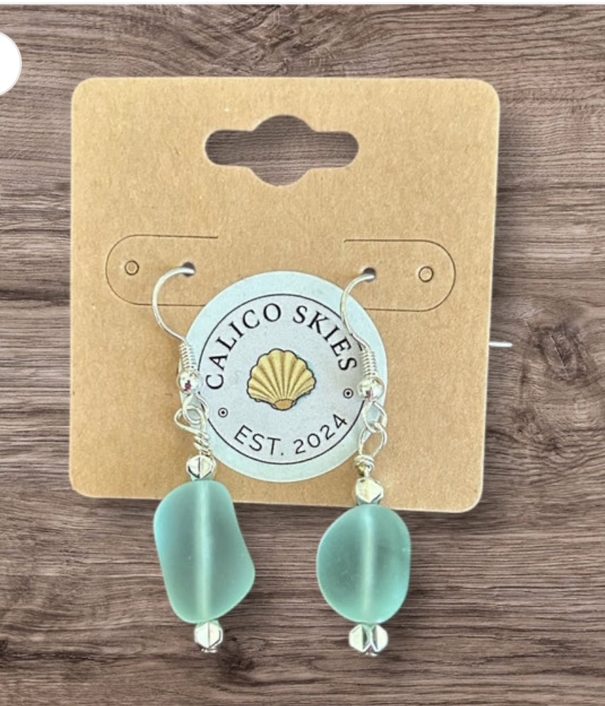 Calico Skies Sea Glass Earrings