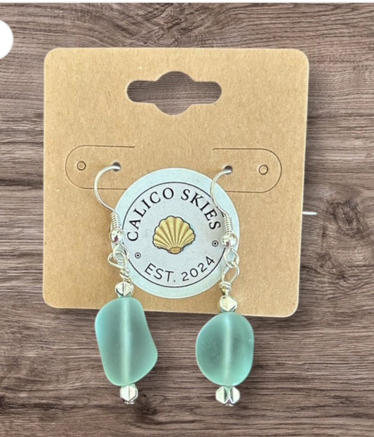 Calico Skies Sea Glass Earrings