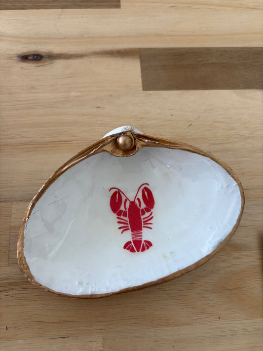 Lobster Print Shell Jewelry Dish