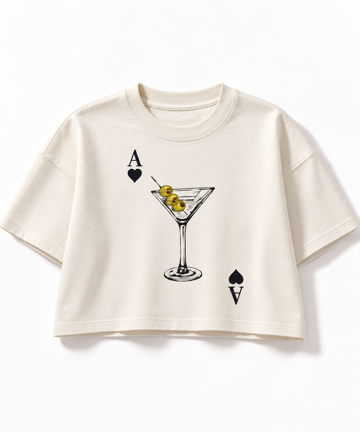 Martini Card Garment Dye Crop Tee