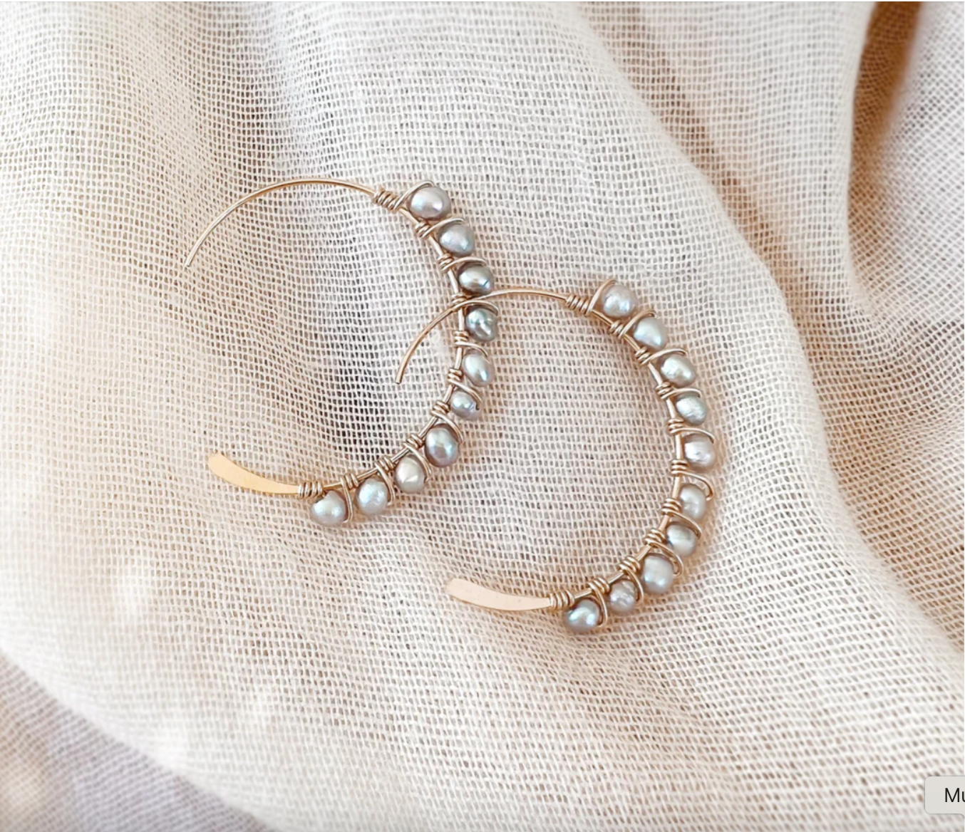 Petite Sea Hoops Earrings- Smokey Pearl