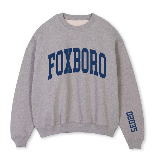 Foxboro Navy Puff Print- Grey Crew
