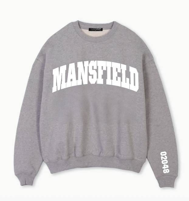 PRE-ORDER! Mansfield Puff Print- Grey Crew With Zip Code sleeve hit