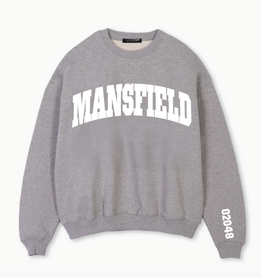 PRE-ORDER! Mansfield Puff Print- Grey Crew With Zip Code sleeve hit