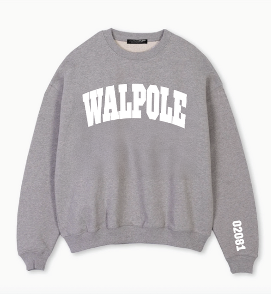 PRE-ORDER! Walpole Puff Print- Grey Crew With Zip Code sleeve hit