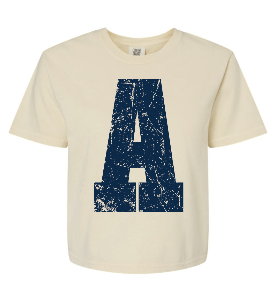 Town Collegiate Letter- Boxy Cropped Tee