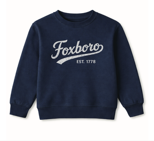 Youth Navy Foxboro Swoosh Crew Neck