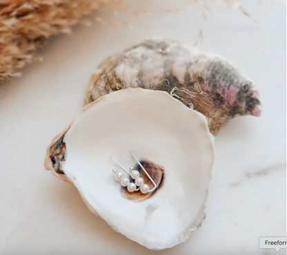 Blue Point Pearl Earrings- Silver