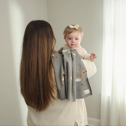 100% Luxury Cotton Receiving Swaddle Baby Blanket - Deer