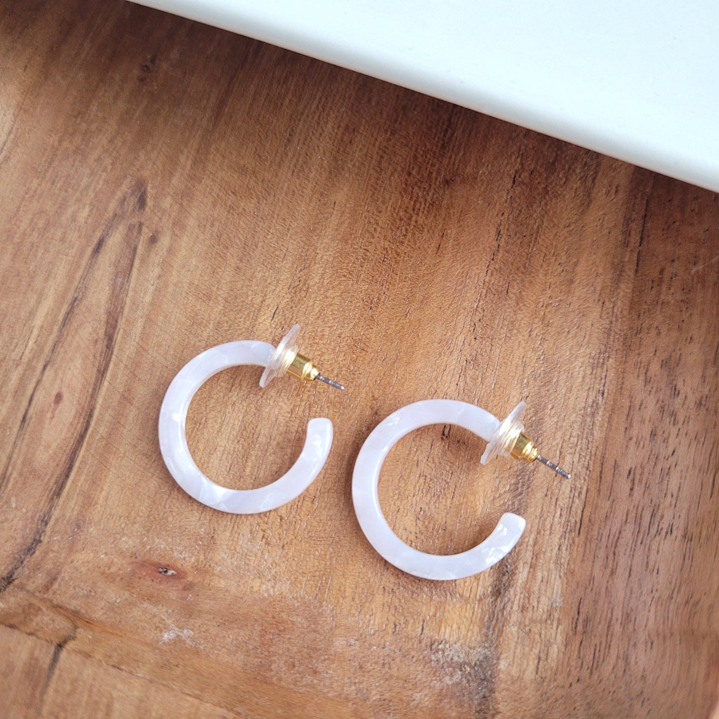 Cam Mini Hoops - Pearl // Jewelry, Earrings