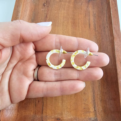 Micro Cam Mini Hoops - Buttercream Dot // Easter Jewelry