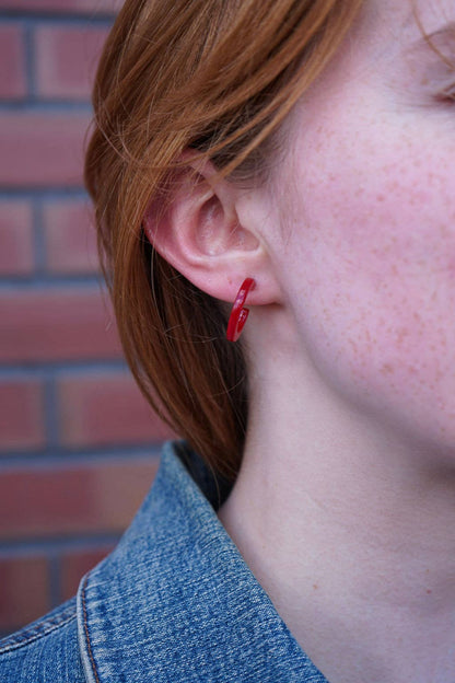 Micro Cam Mini Hoops - Scarlet // Jewelry, Earrings, Fall