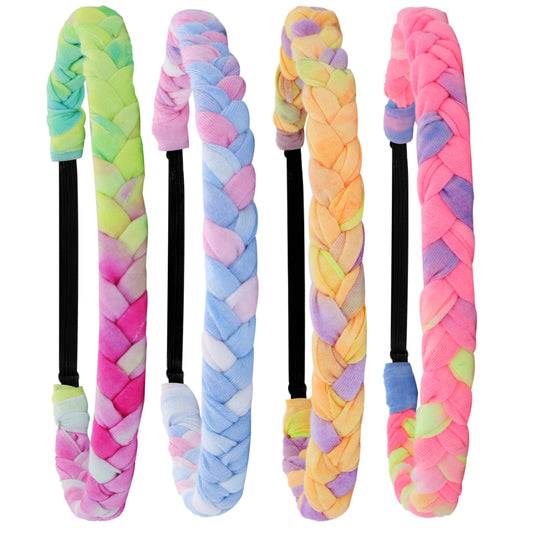 Adjustable Braided Tie Dye Headbands for Girls