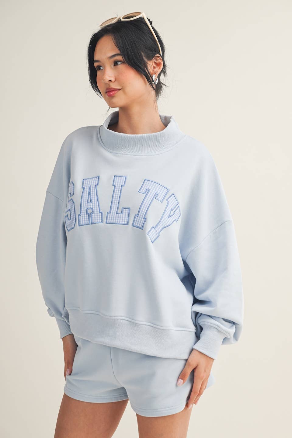 Salty Oversized Mock Neck Sweatshirt