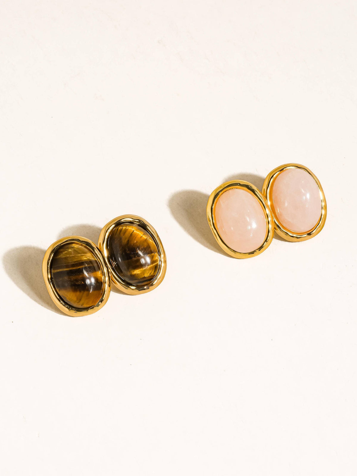 Dahlia 18K Gold Vintage Natural Stone Earring