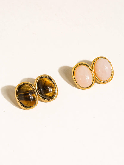Dahlia 18K Gold Vintage Natural Stone Earring