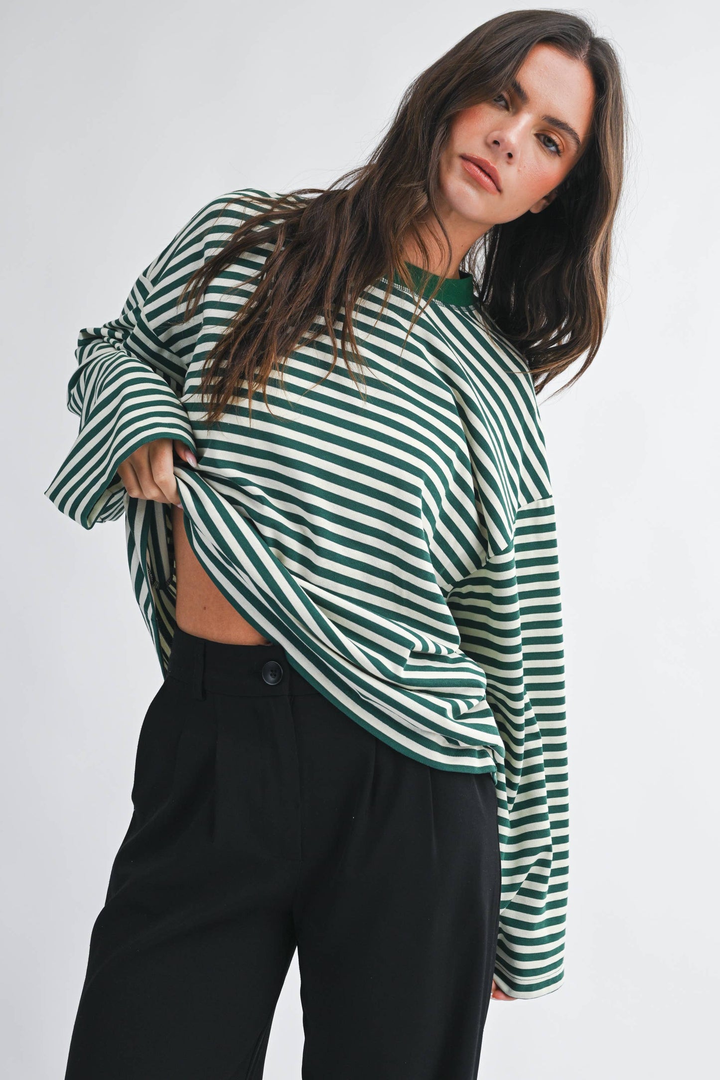 Oversized Stripe Long Sleeve Top