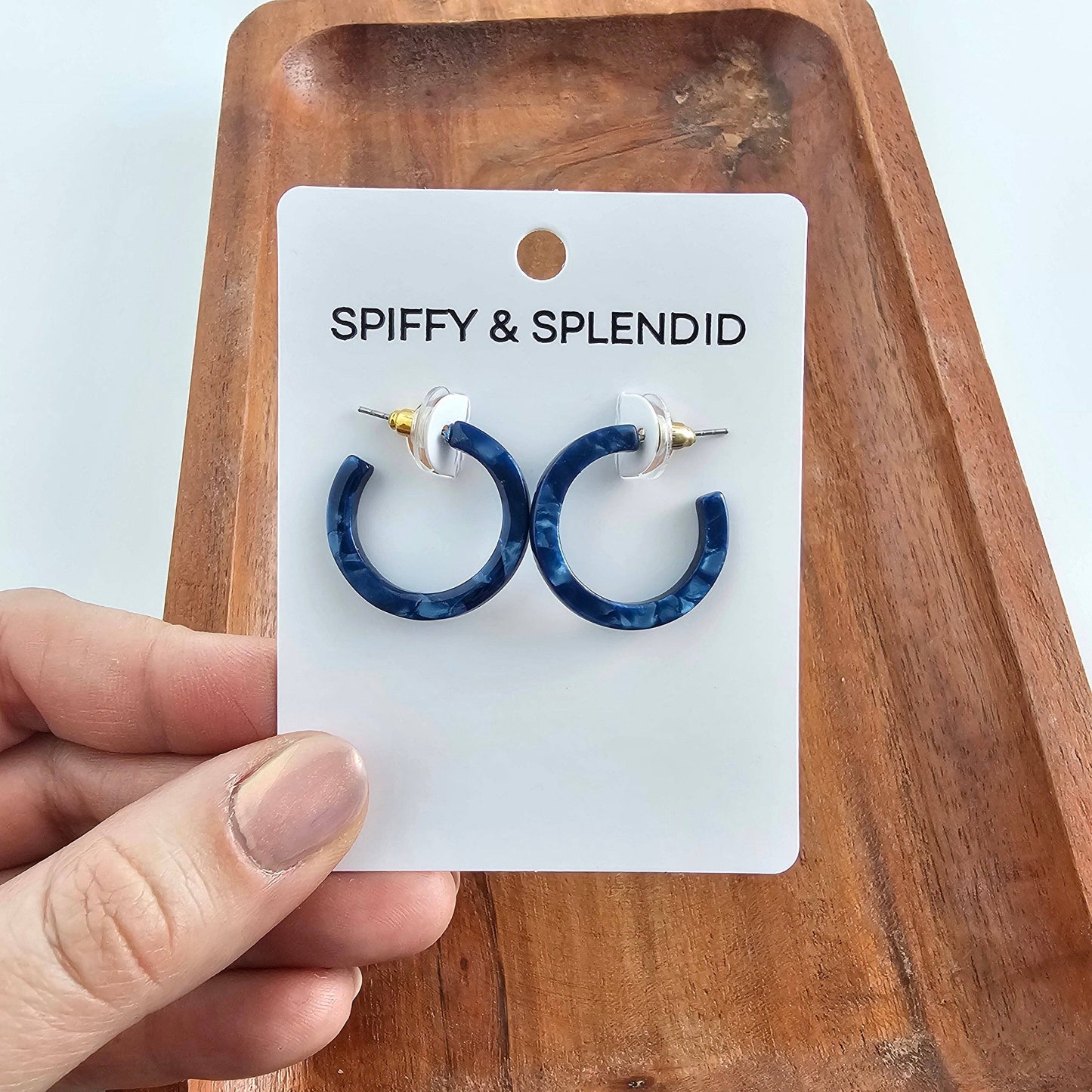 Cam Mini Hoops - Navy // Jewelry, Earrings, Fall