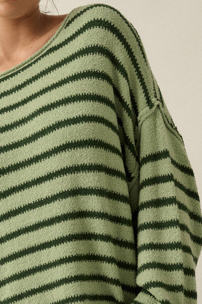 Striped Textured Knit Oversized Sweater