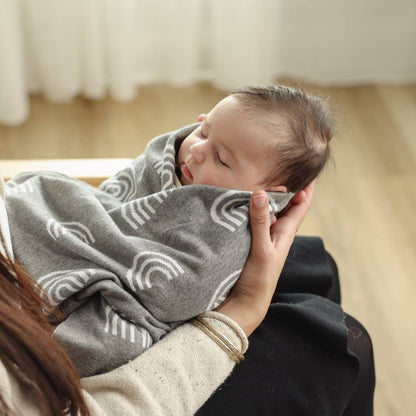 100% Luxury Cotton Swaddle Receiving Baby Blanket - Rainbow