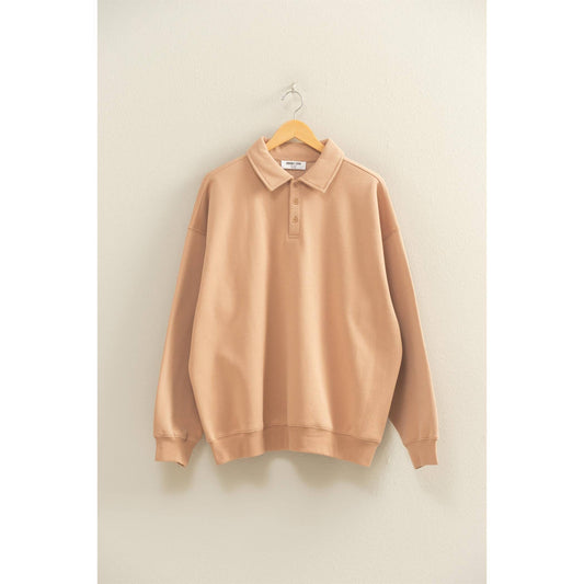 Oversized Polo Collared Pullover